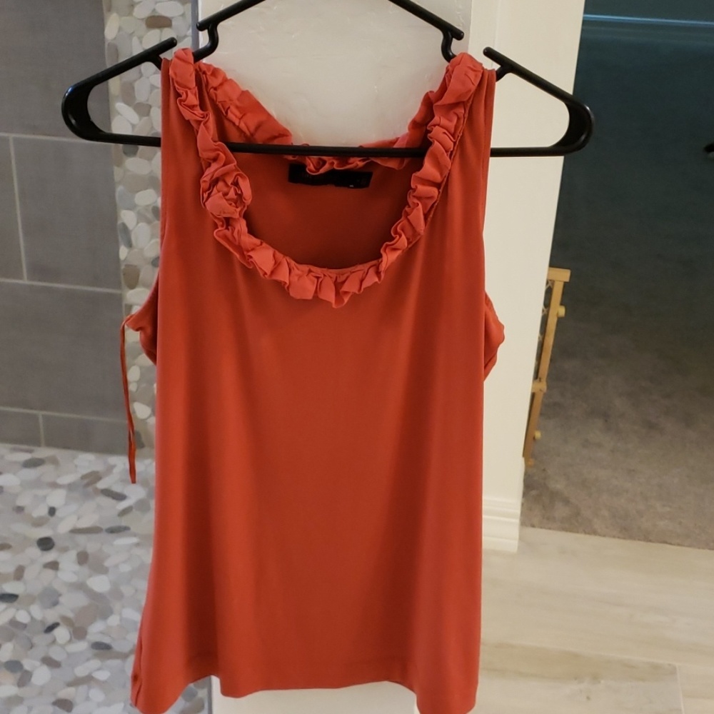 The Limited Orange Ruffle Blouse